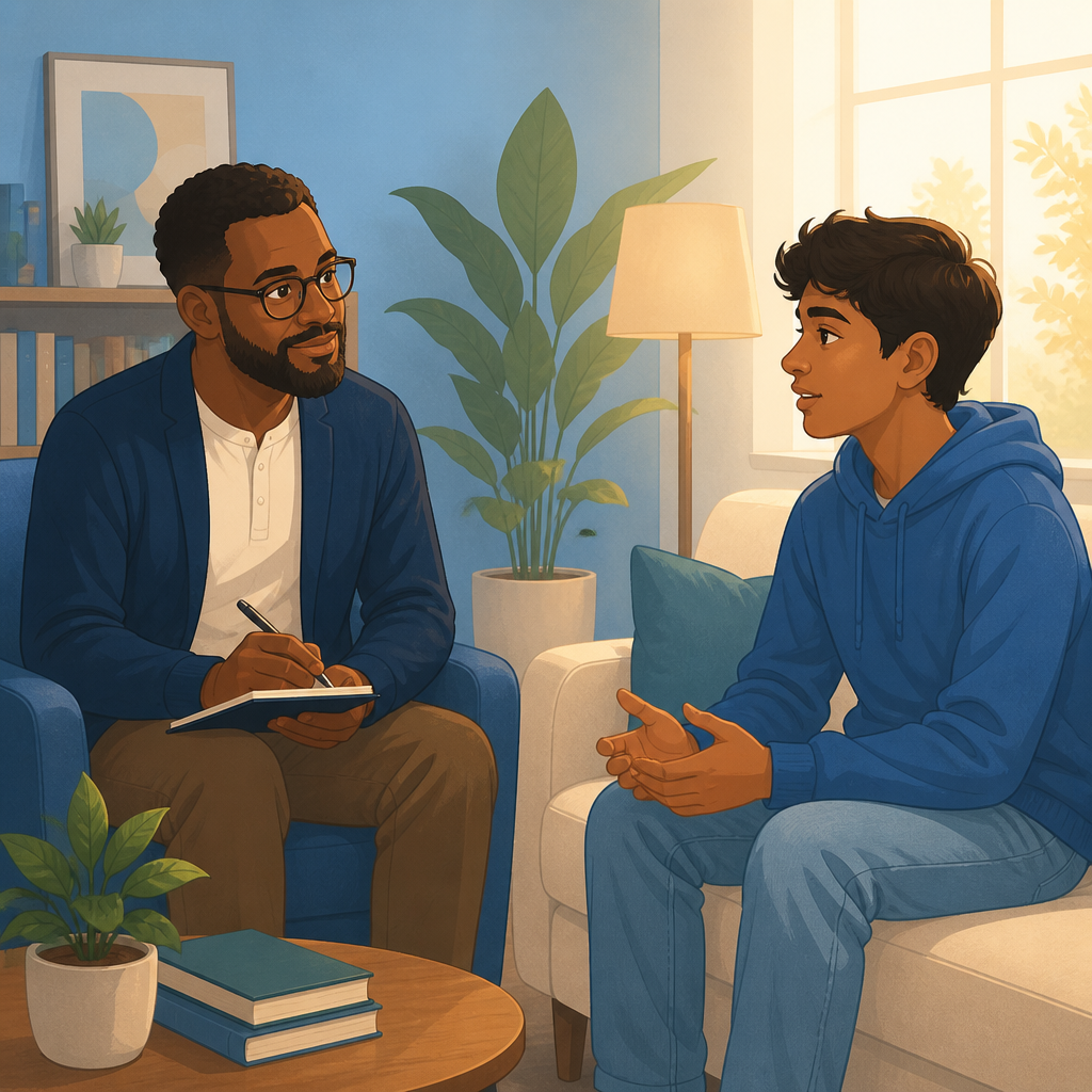 A therapist in conversation with a client